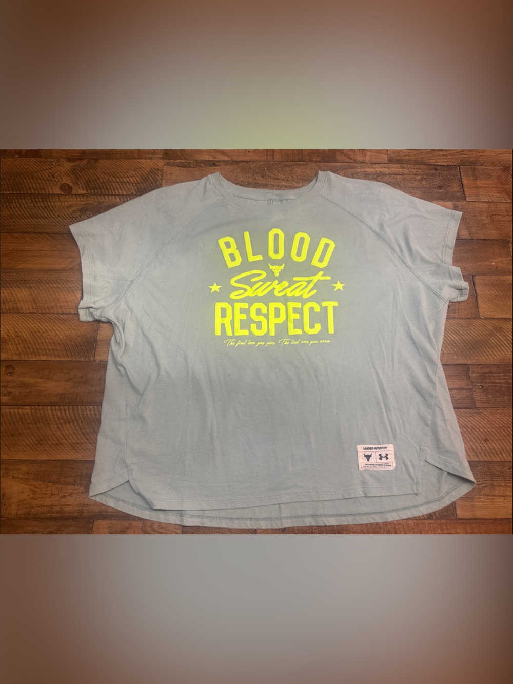 Under Armour Light Teal Tee with Neon Yellow Graphic